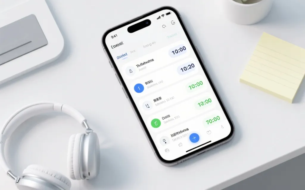 手机显示多个时区与比赛倒计时的简洁界面，足球氛围